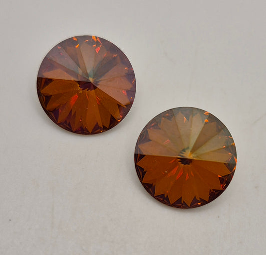 #1122 - 2pc Swarovski Crystal Copper 12mm Round Rivoli Stones; LAST ONE