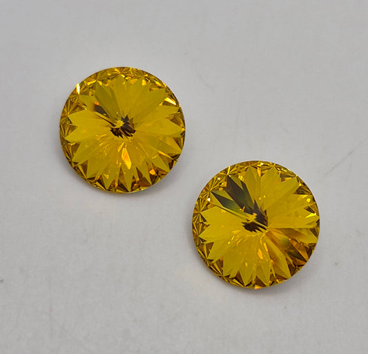 #1122 - 2pc Swarovski Crystal Light Topaz 10mm Round Rivoli Stones; LAST ONE