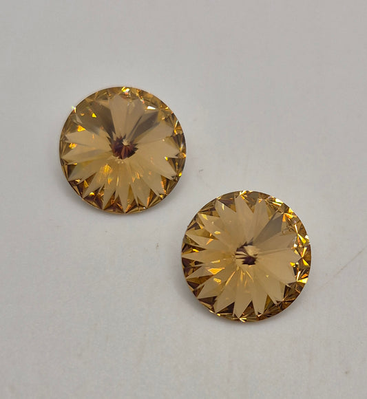 #1122 - 2pc Swarovski Crystal Lt Colorado Topaz 10mm Round Rivoli Stones; LAST ONE