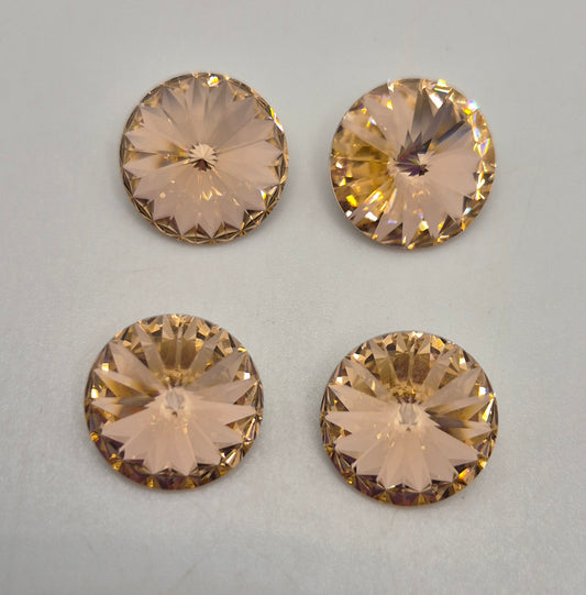 #1122 - 4pc Swarovski Crystal Light Peach 10mm Rivoli Stones; LAST ONE