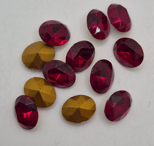 #4130/2 - 12pc Swarovski Crystal Siam 10x8mm Oval Fancy Stones; LAST ONE