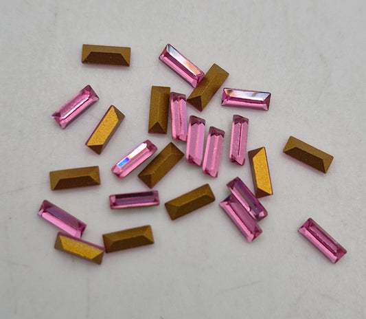 #4501 - 24pc Swarovski Crystal Rose 5x2mm Baguette Fancy Stones; LAST ONE