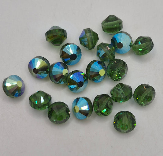 #5101 - Swarovski Crystal Green Turmaline AB 8mm Tablet Beads; 12pc per pack