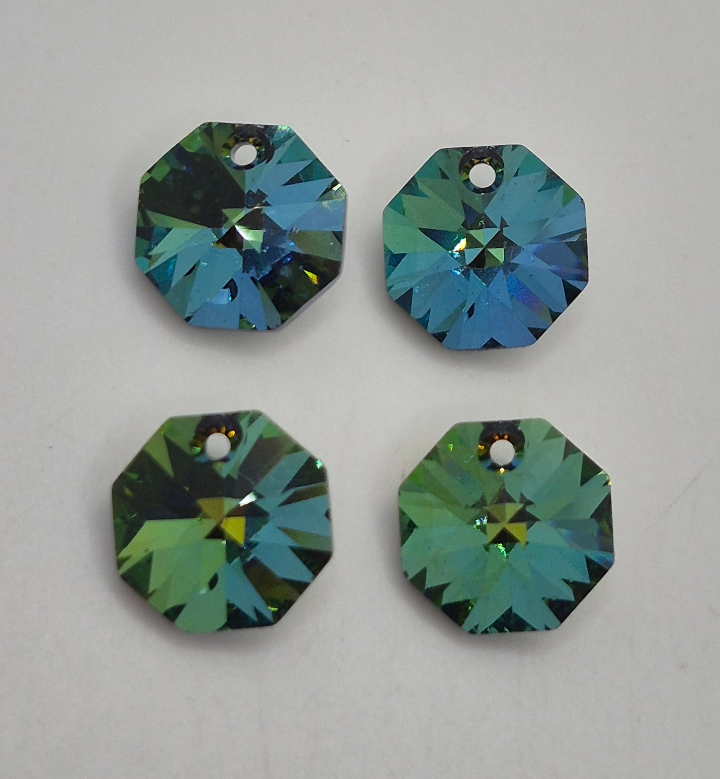 #6401 - 4pc Swarovski Crystal Aquamarine Sahara 12mm Octagon Pendants; LAST ONE