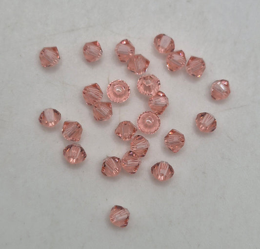 #5328 - 25pc Swarovski Crystal Rose Peach 3mm Bicone Beads; LAST ONE