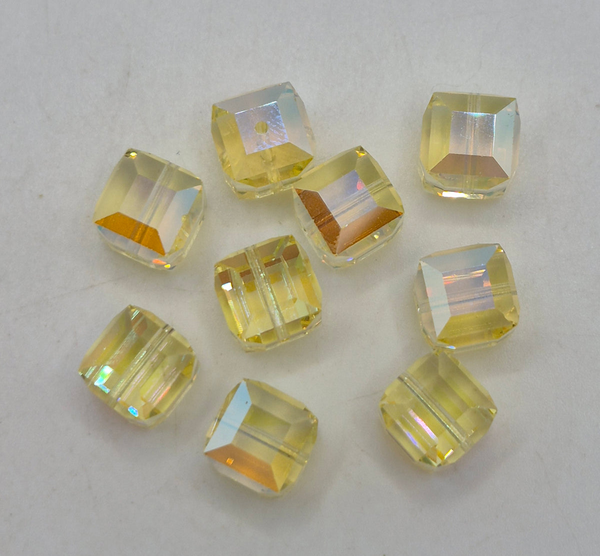 #5601 - Swarovski Crystal 8mm Faceted Cube Beads w/ AB Finish; 6pc per pack