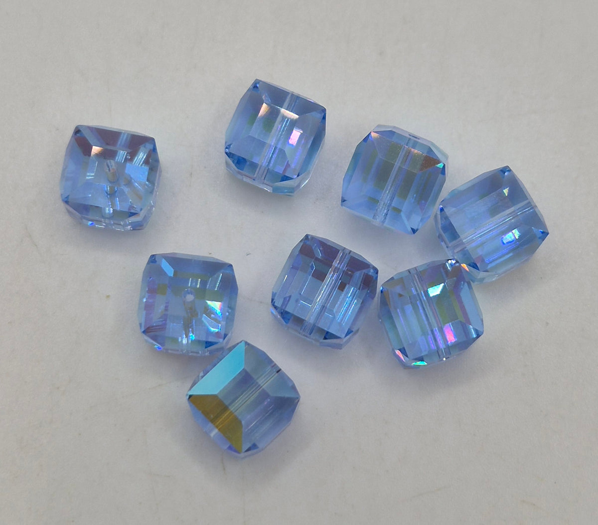 #5601 - Swarovski Crystal 8mm Faceted Cube Beads w/ AB Finish; 6pc per pack