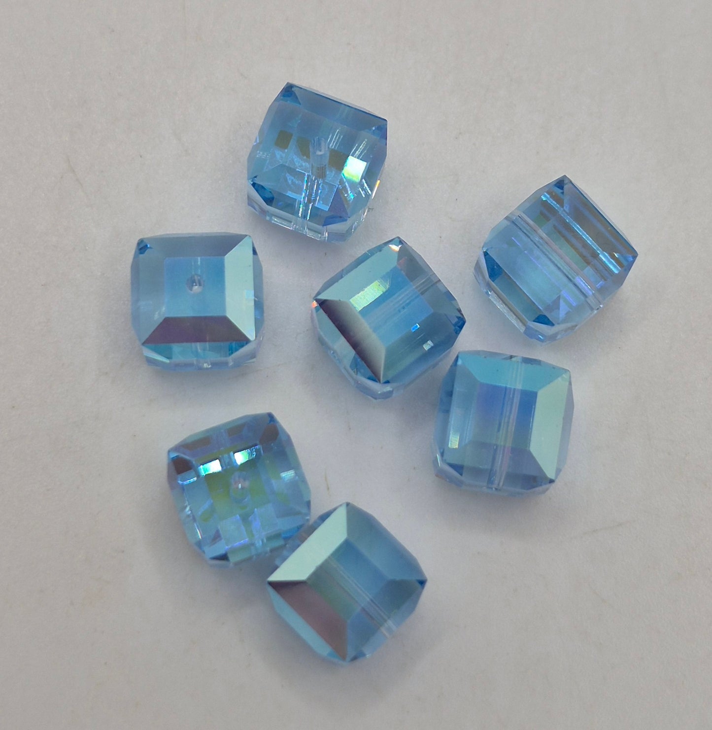 #5601 - Swarovski Crystal 8mm Faceted Cube Beads w/ AB Finish; 6pc per pack
