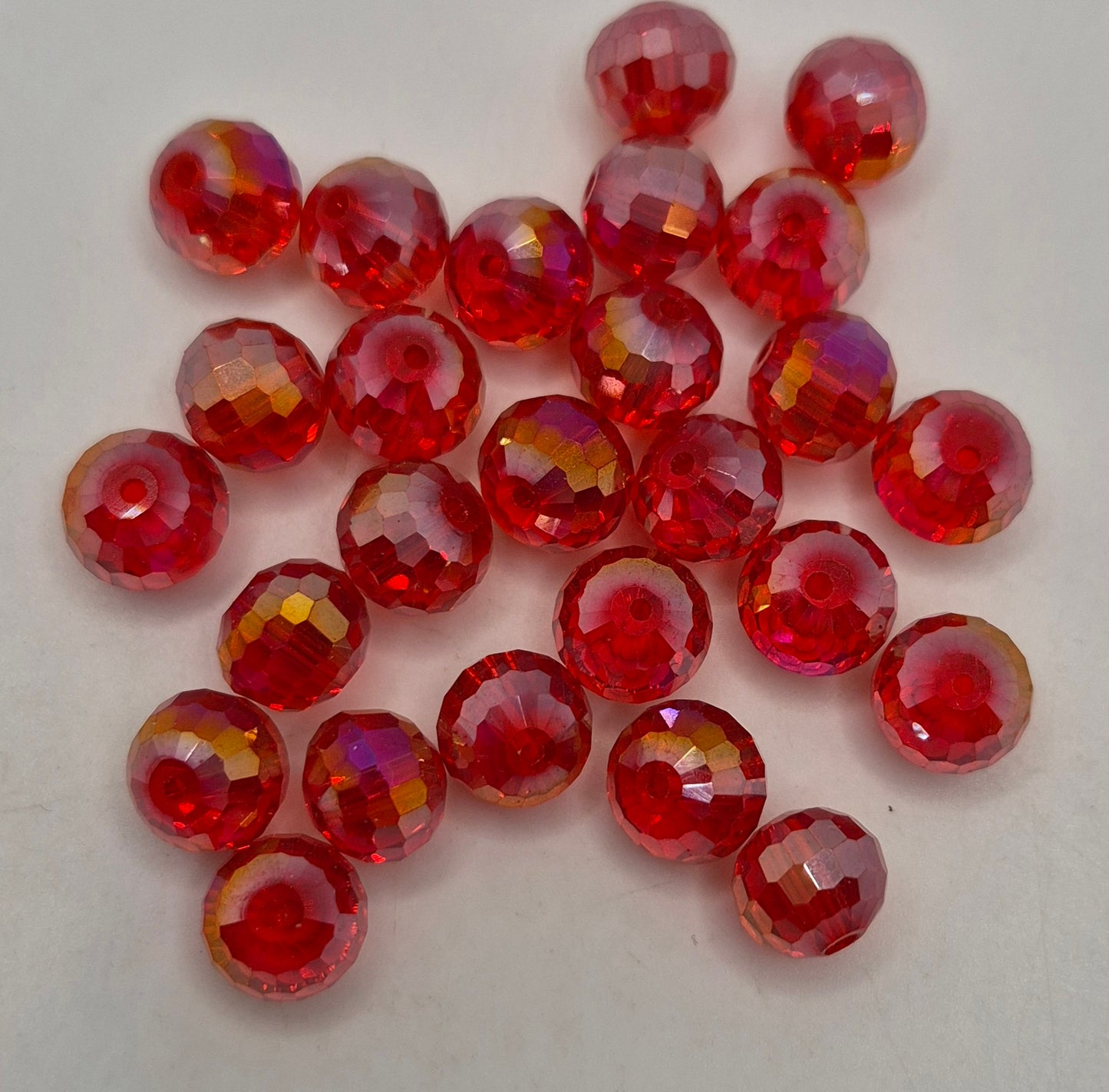 CLEARANCE MIX!  24pc ?Swarovski? Bright Red AB 10mm Donut Beads; Read Description!