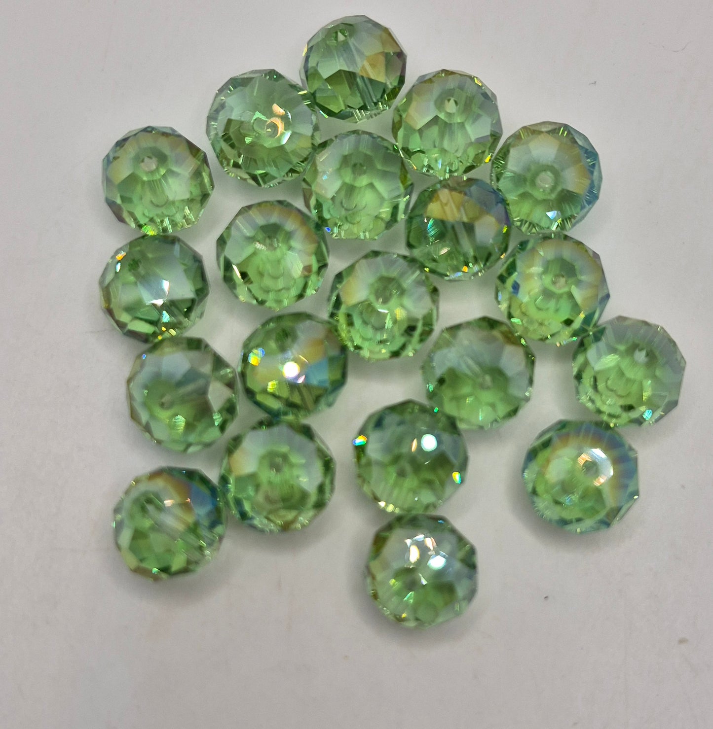 CLEARANCE MIX!  18pc ?Swarovski? Green AB 14mm Donut Beads; Read Description!