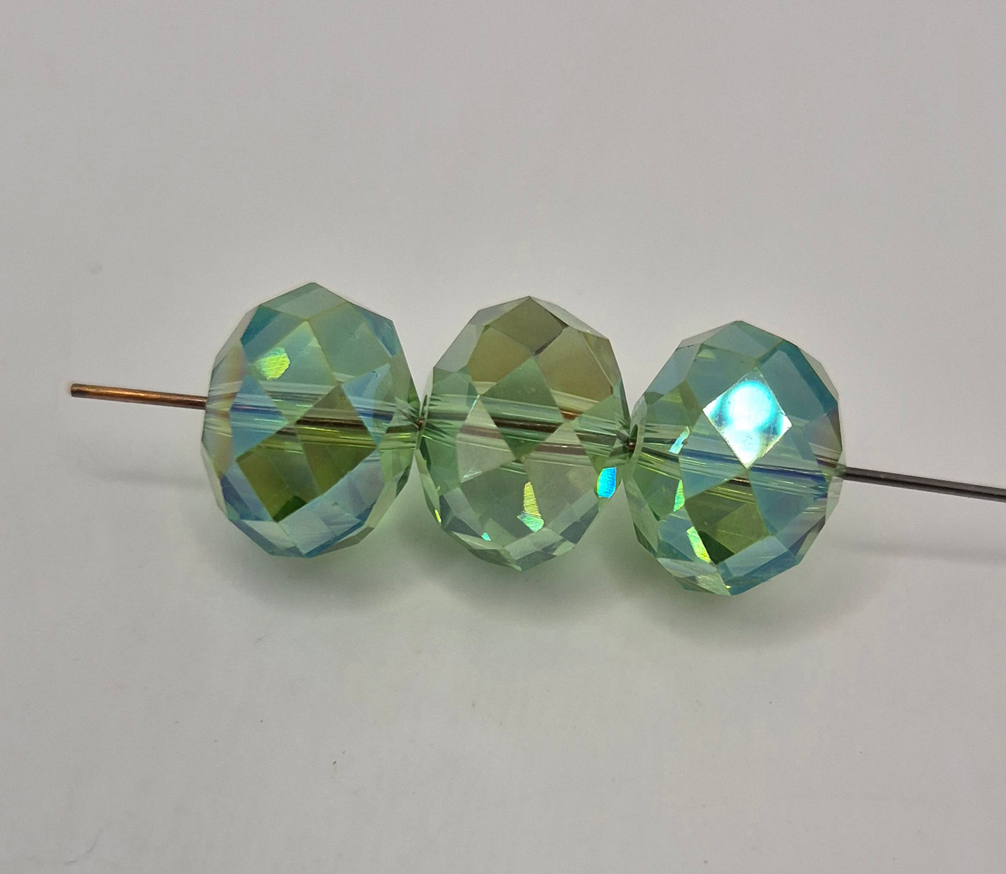 CLEARANCE MIX!  18pc ?Swarovski? Green AB 14mm Donut Beads; Read Description!