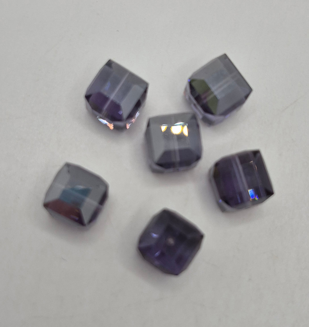 CLEARANCE MIX!  6pc ?Swarovski? Purple 10mm Cube Beads; Read Description!
