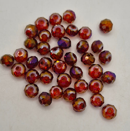 CLEARANCE MIX!  40pc ?Swarovski? Metallic Red 6mm Donut Beads; Read Description!