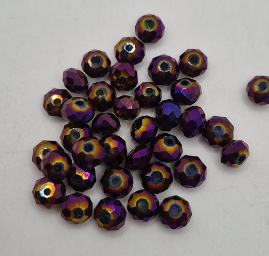 CLEARANCE MIX!  38pc ?Swarovski? Metallic Purple 6mm Donut Beads; Read Description!