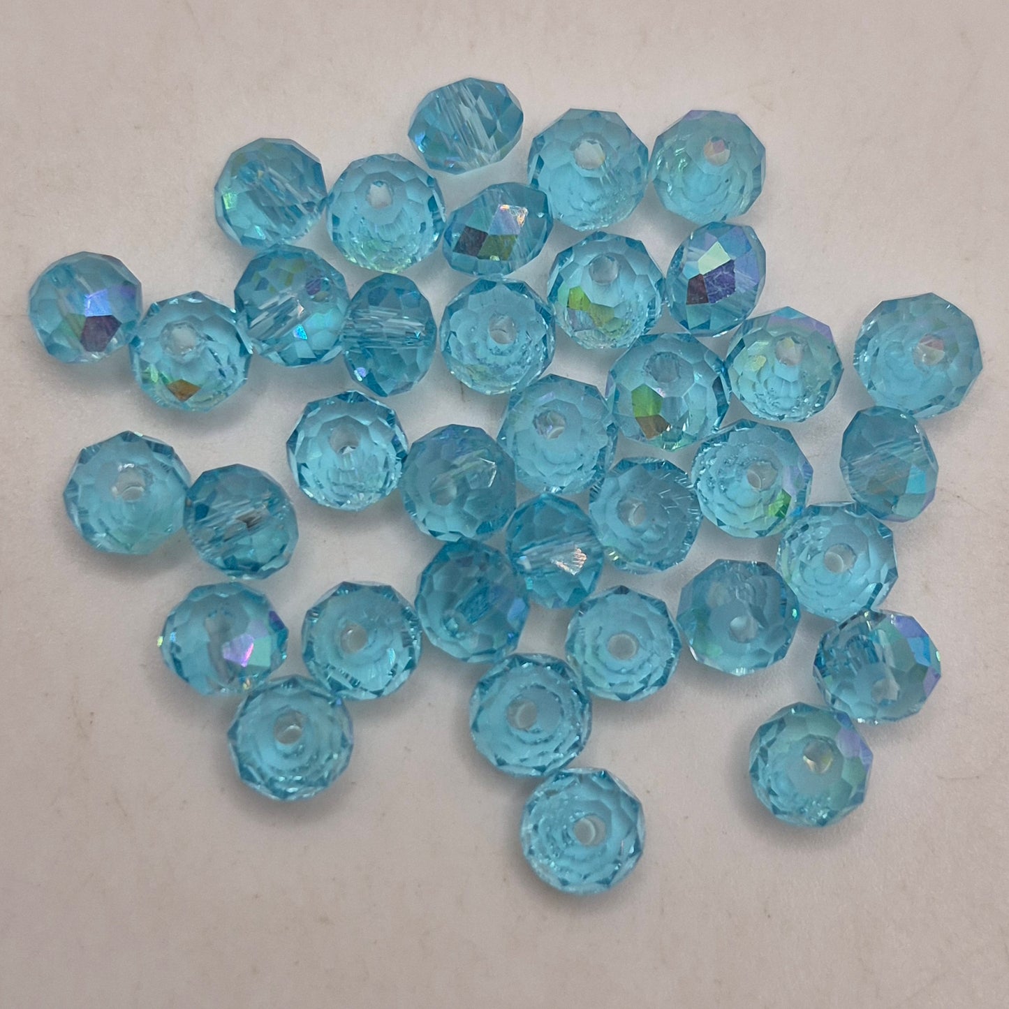 CLEARANCE MIX!  38pc ?Swarovski? Aqua AB 6mm Donut Beads; Read Description!
