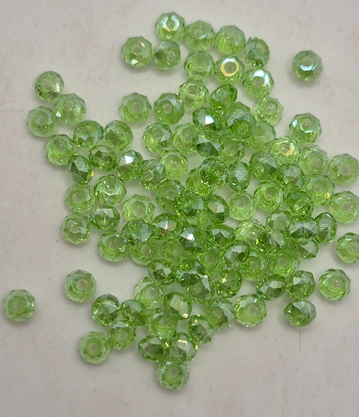 CLEARANCE MIX!  98pc ?Swarovski? Lt Green AB 3mm Donut Beads; Read Description!