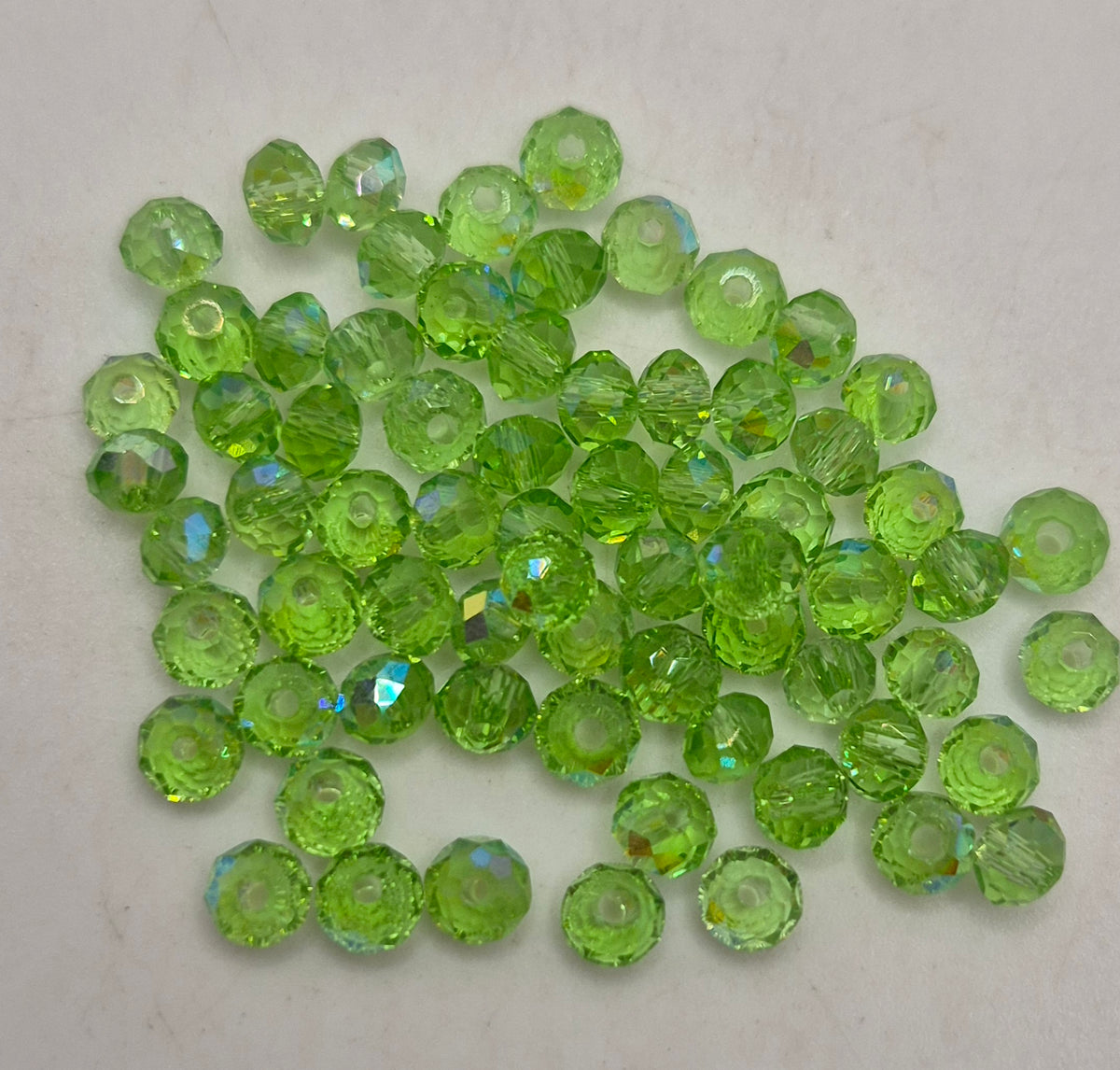 CLEARANCE MIX!  50pc ?Swarovski? Lt Green AB 4mm Donut Beads; Read Description!