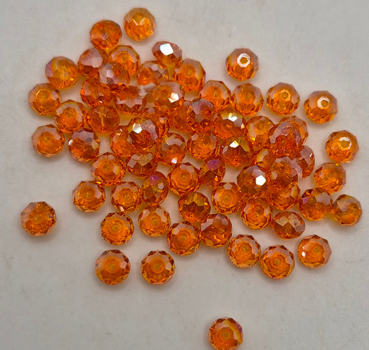 CLEARANCE MIX!  50pc ?Swarovski? Orange AB 4mm Donut Beads; Read Description!