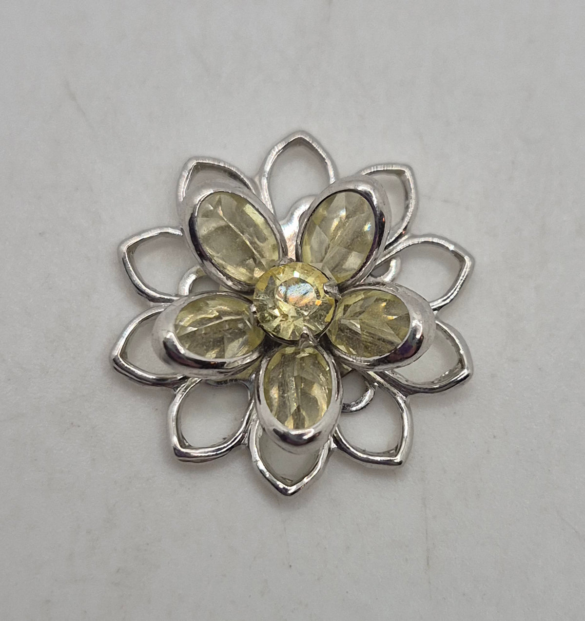 Swarovski Crystal Jonquil Sew on 20mm Filigree Flower w/ Rhodium Finish
