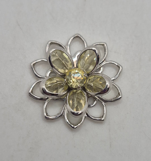 Swarovski Crystal Jonquil Sew on 20mm Filigree Flower w/ Rhodium Finish