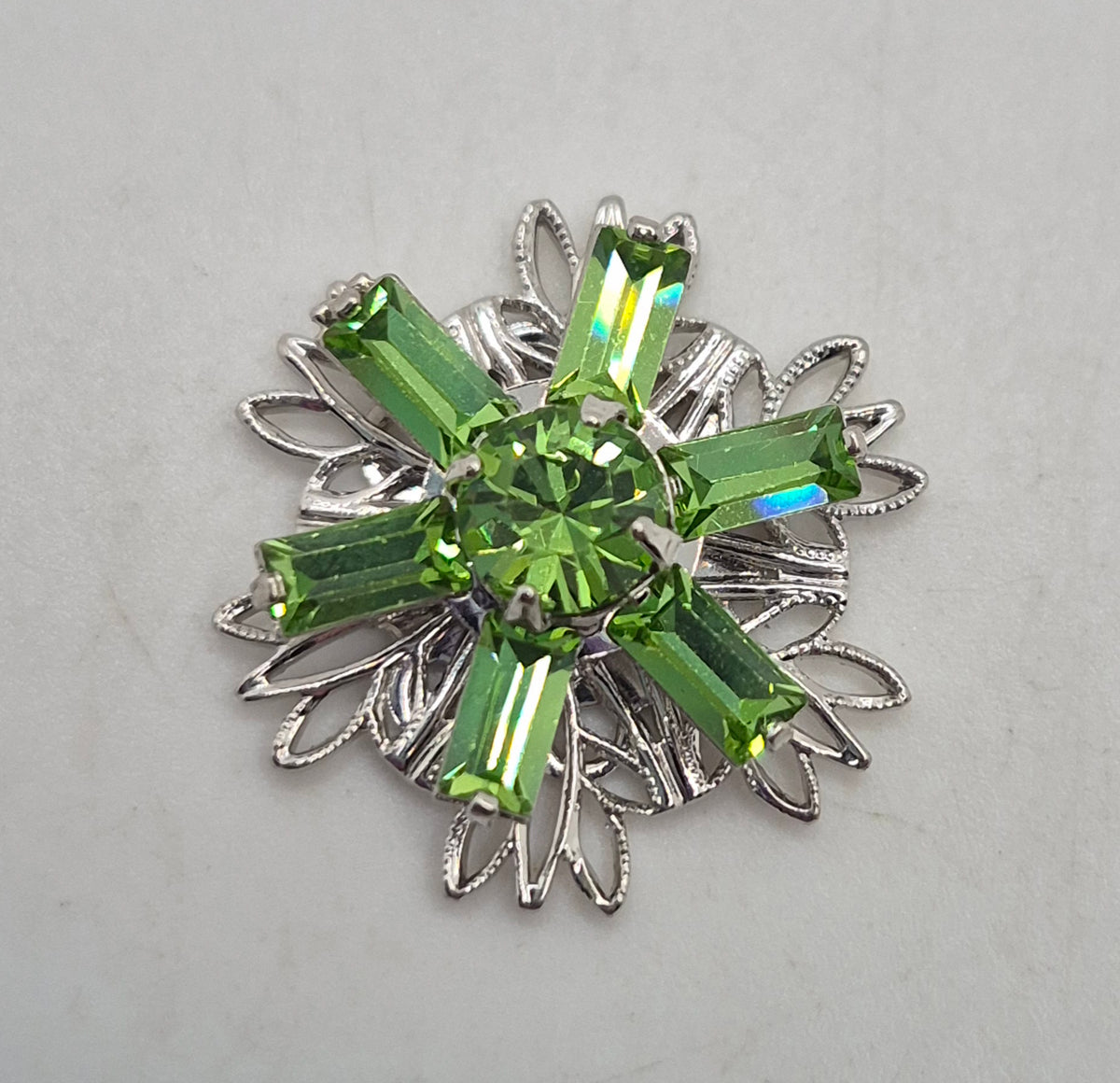 Swarovski Crystal Sew on 17mm Filigree Flower w/ Rhodium Finish
