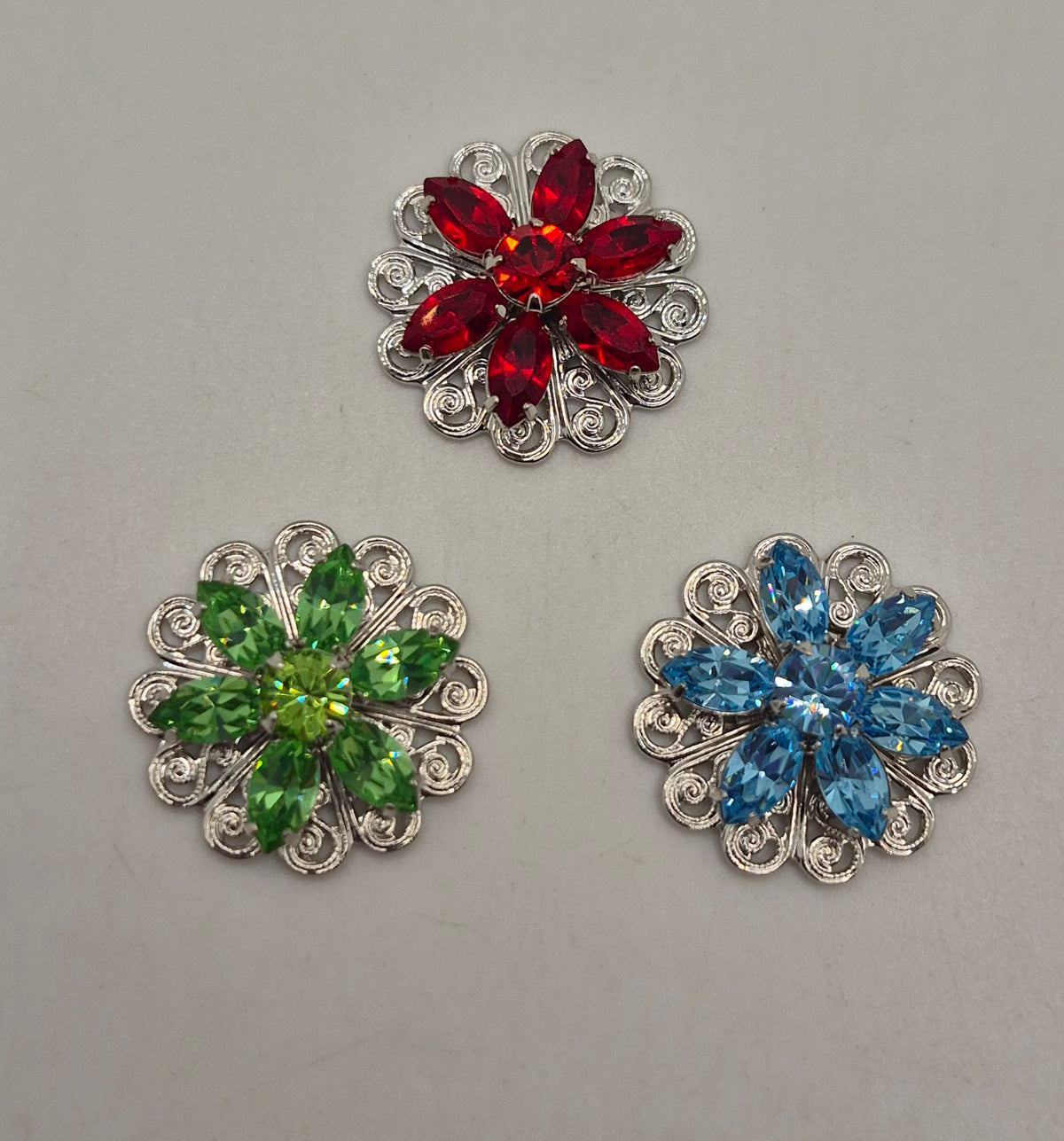 Swarovski Crystal Sew on 22mm Filigree Flower w/ Rhodium Finish