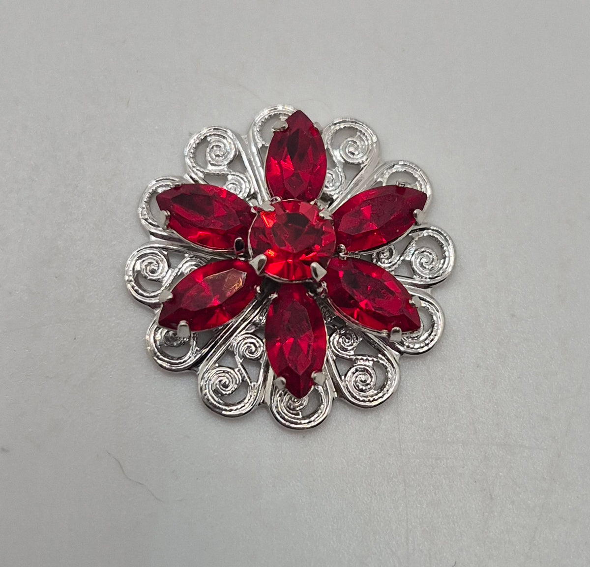 Swarovski Crystal Sew on 22mm Filigree Flower w/ Rhodium Finish