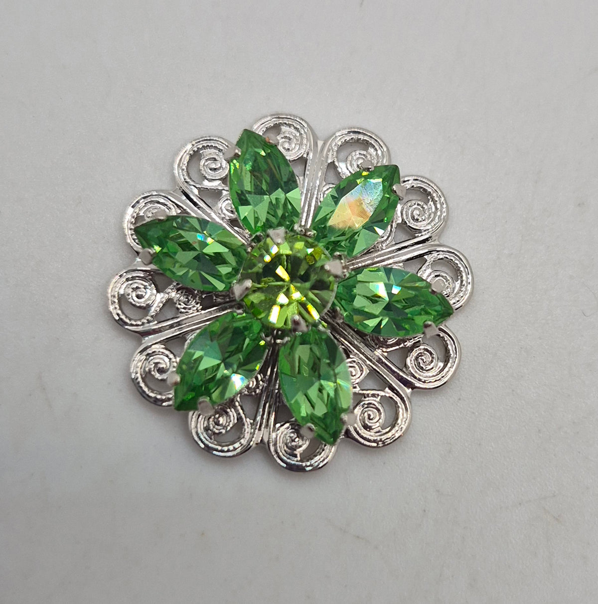 Swarovski Crystal Sew on 22mm Filigree Flower w/ Rhodium Finish