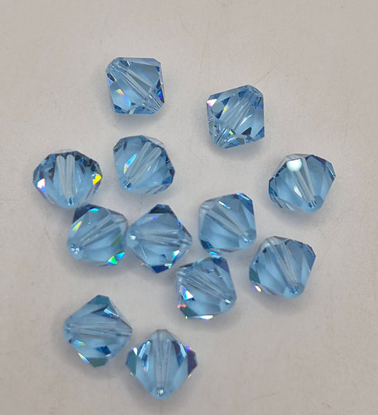 #5328 - 12pc Swarovski Crystal Aquamarine 10mm Bicone Beads; LAST ONE