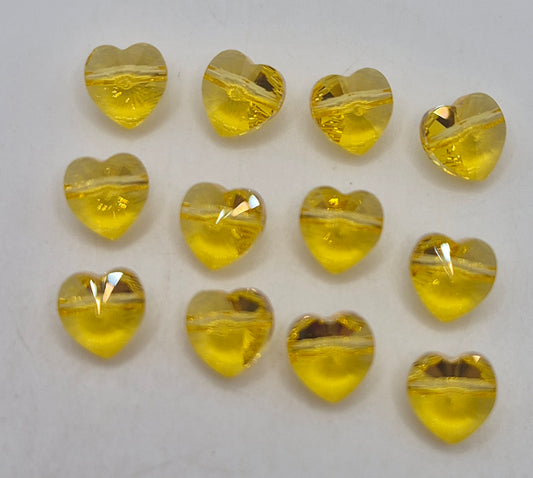 #5742 - 12pc Swarovski Crystal Light Topaz 8mm Heart Beads; LAST ONE