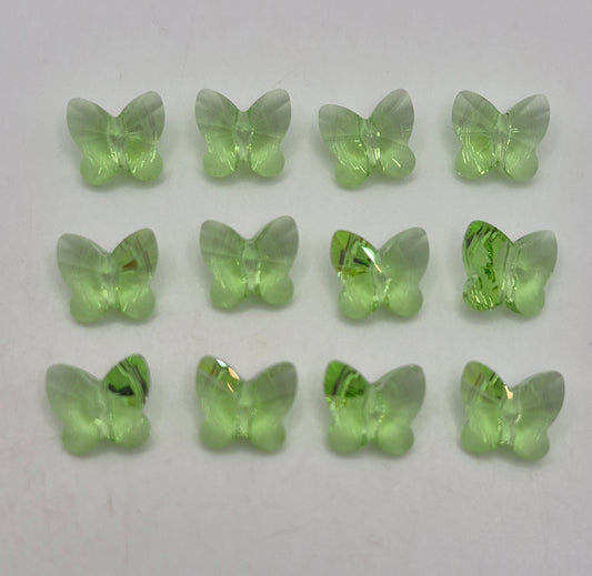 #5754 - 12pc Swarovski Crystal Peridot 10mm Butterfly Beads; LAST ONE