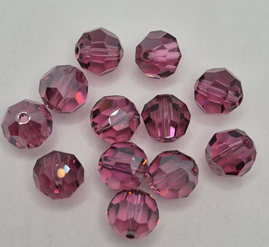 #5000 - 12pc Swarovski Crystal Rose Satin 10mm Round Beads; LAST ONE