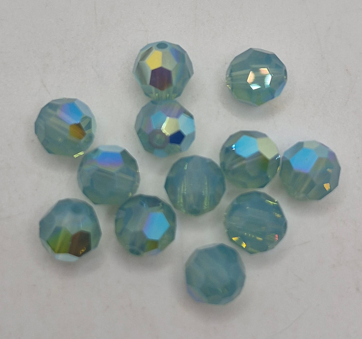 #5000 - 12pc Swarovski Crystal Pacific Opal AB 8mm Round Beads; LAST ONE