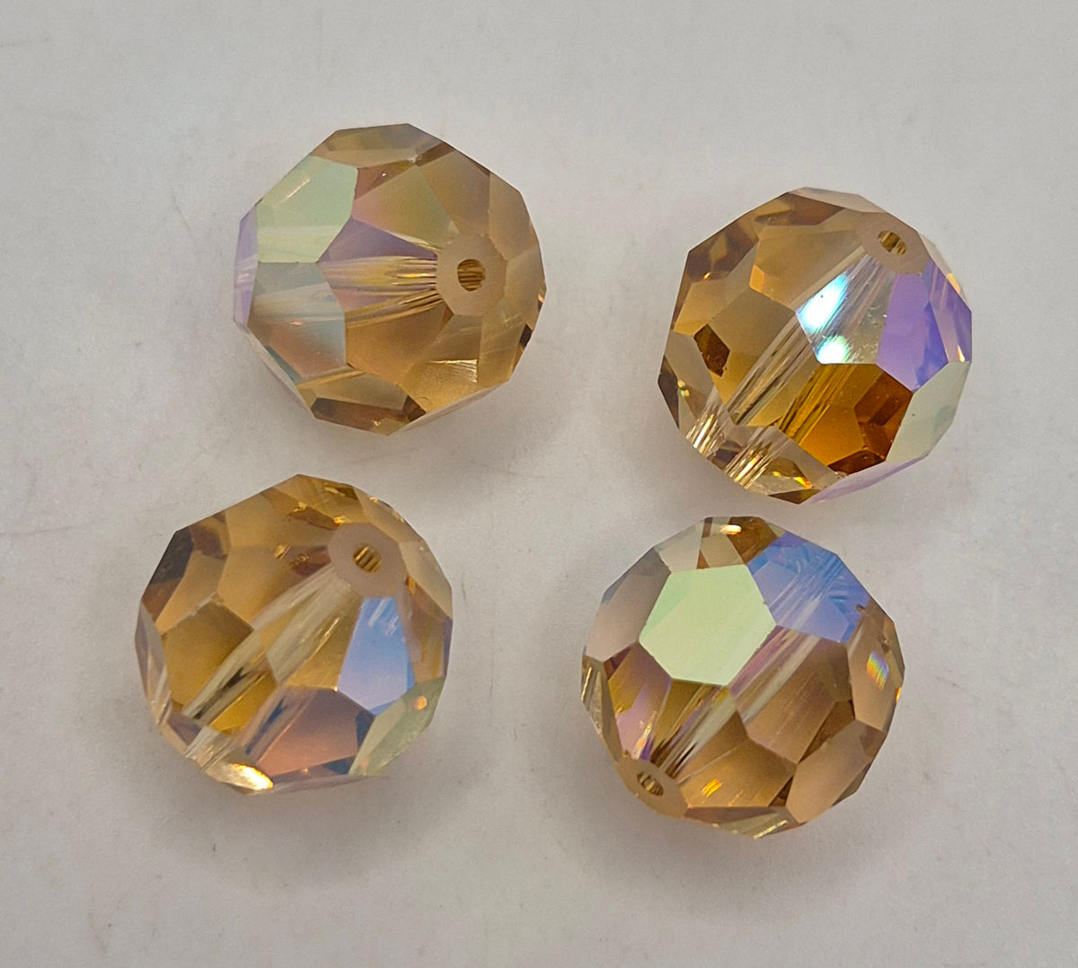 #5000 - 4pc Swarovski Crystal Lt Colorado Topaz AB 16mm Round Beads; LAST ONE