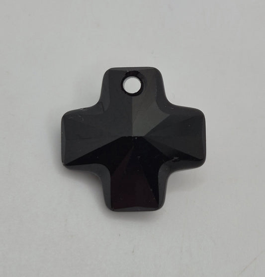 #6866 - Swarovski Crystal Jet Black 20mm Chunky Cross Pendant; LAST ONE