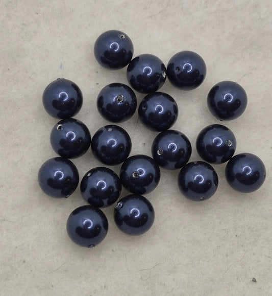 #5810 - 16pc Swarovski Crystal Night Blue 8mm Pearl Beads; LAST ONE