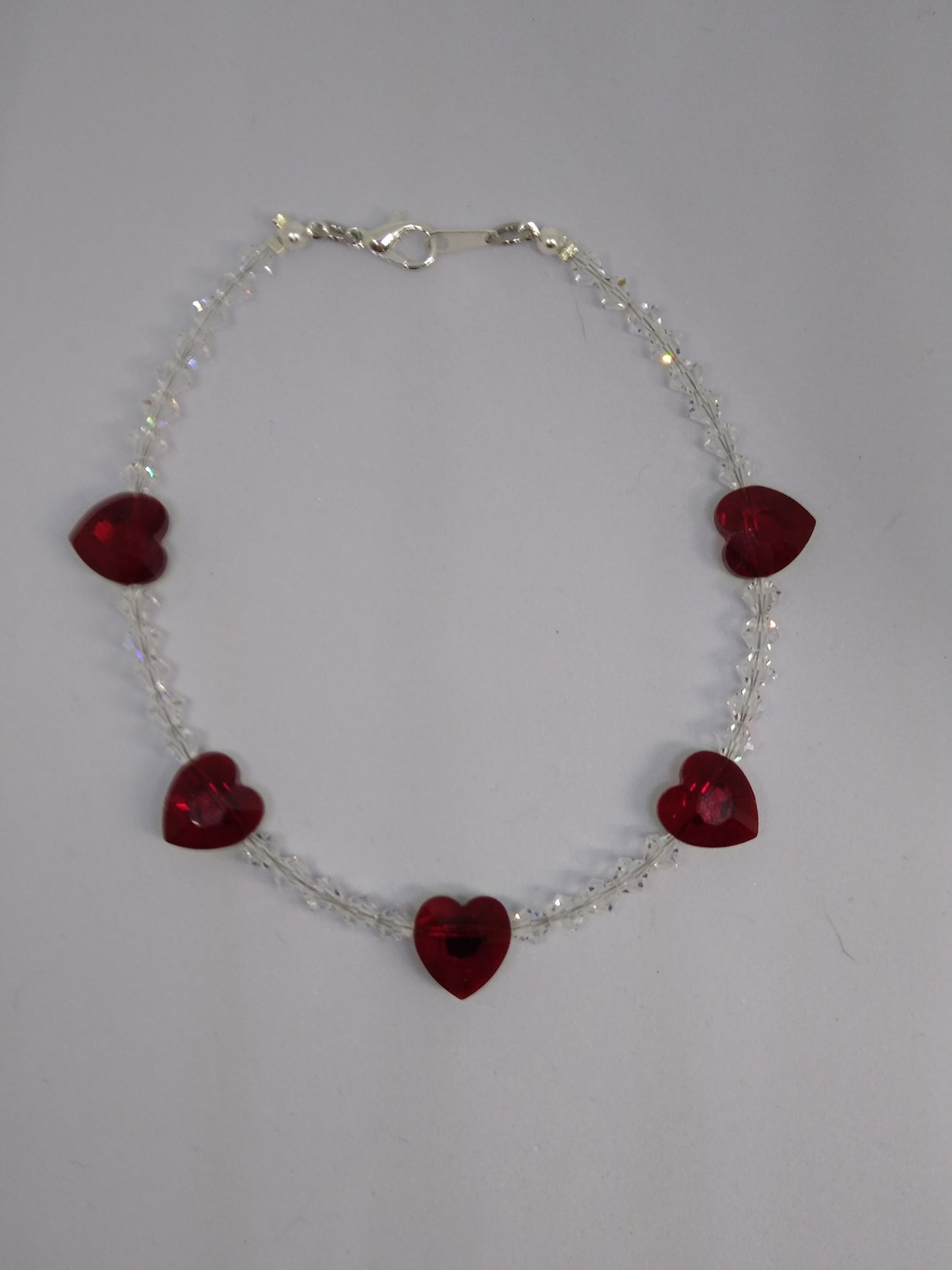 Bracelet/ Anklet - Swarovski Crystal Heart Beads; MULTIPLE COLOR CHOICES