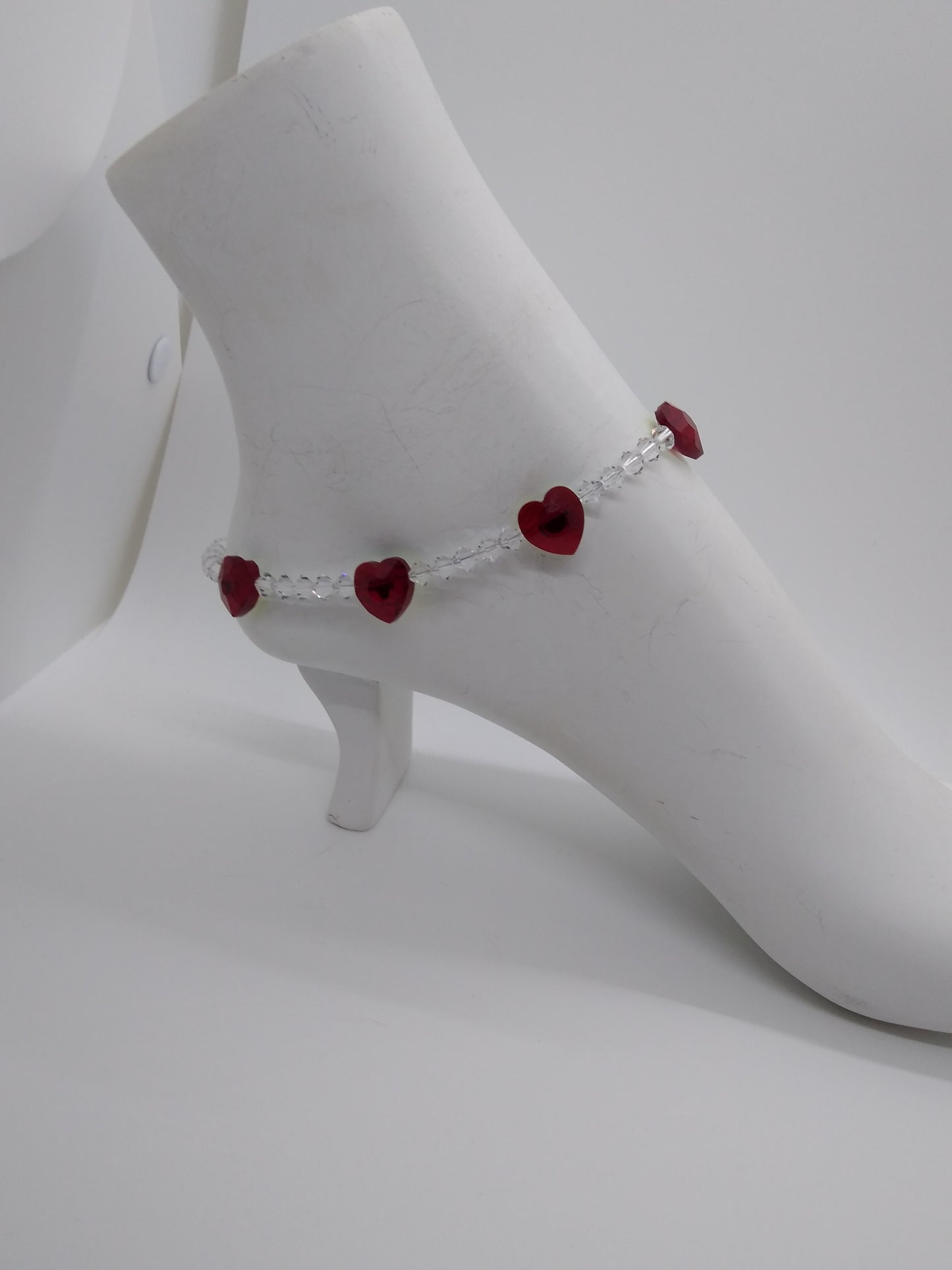 Bracelet/ Anklet - Swarovski Crystal Heart Beads; MULTIPLE COLOR CHOICES