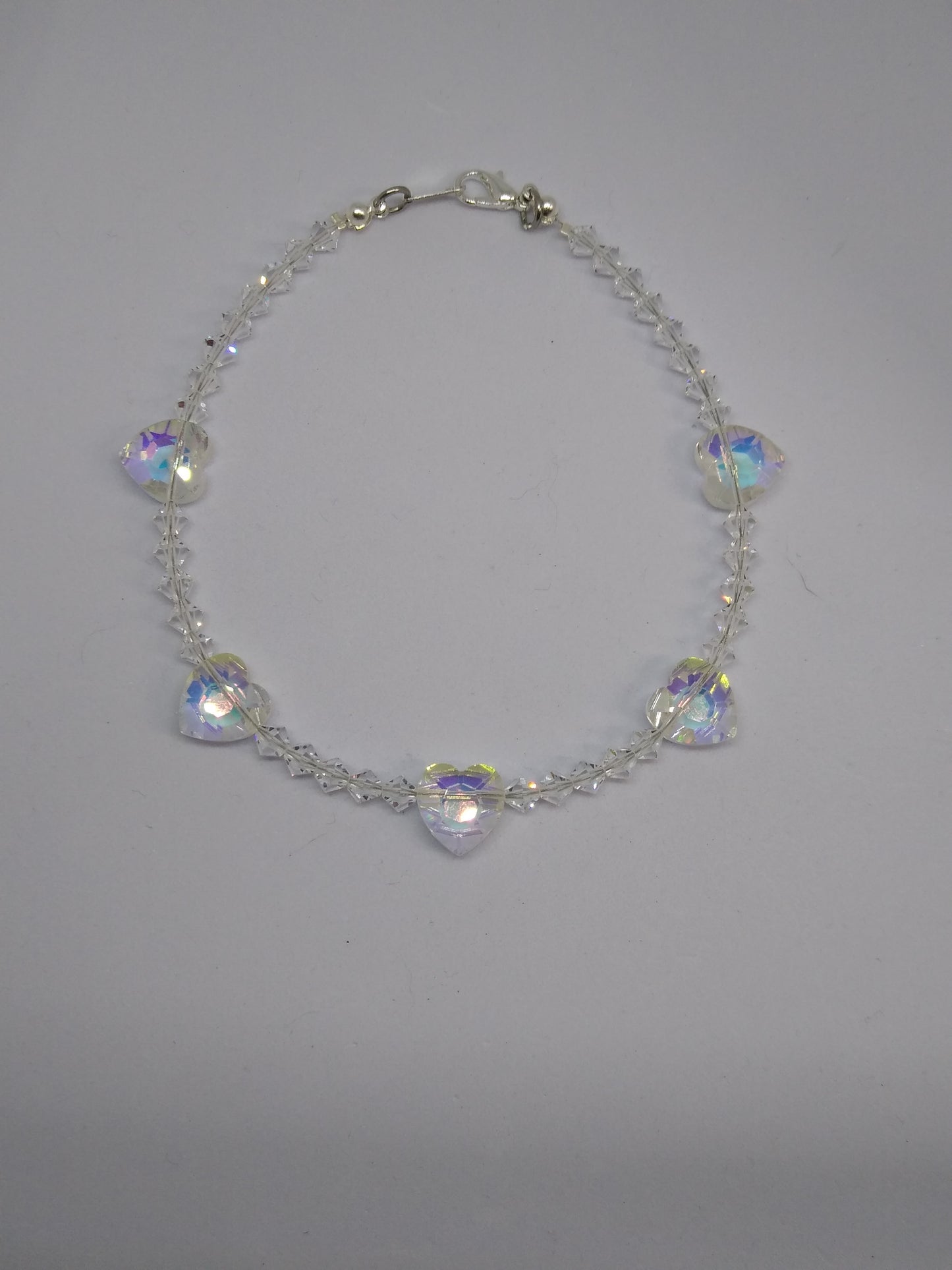 Bracelet/ Anklet - Swarovski Crystal Heart Beads; MULTIPLE COLOR CHOICES