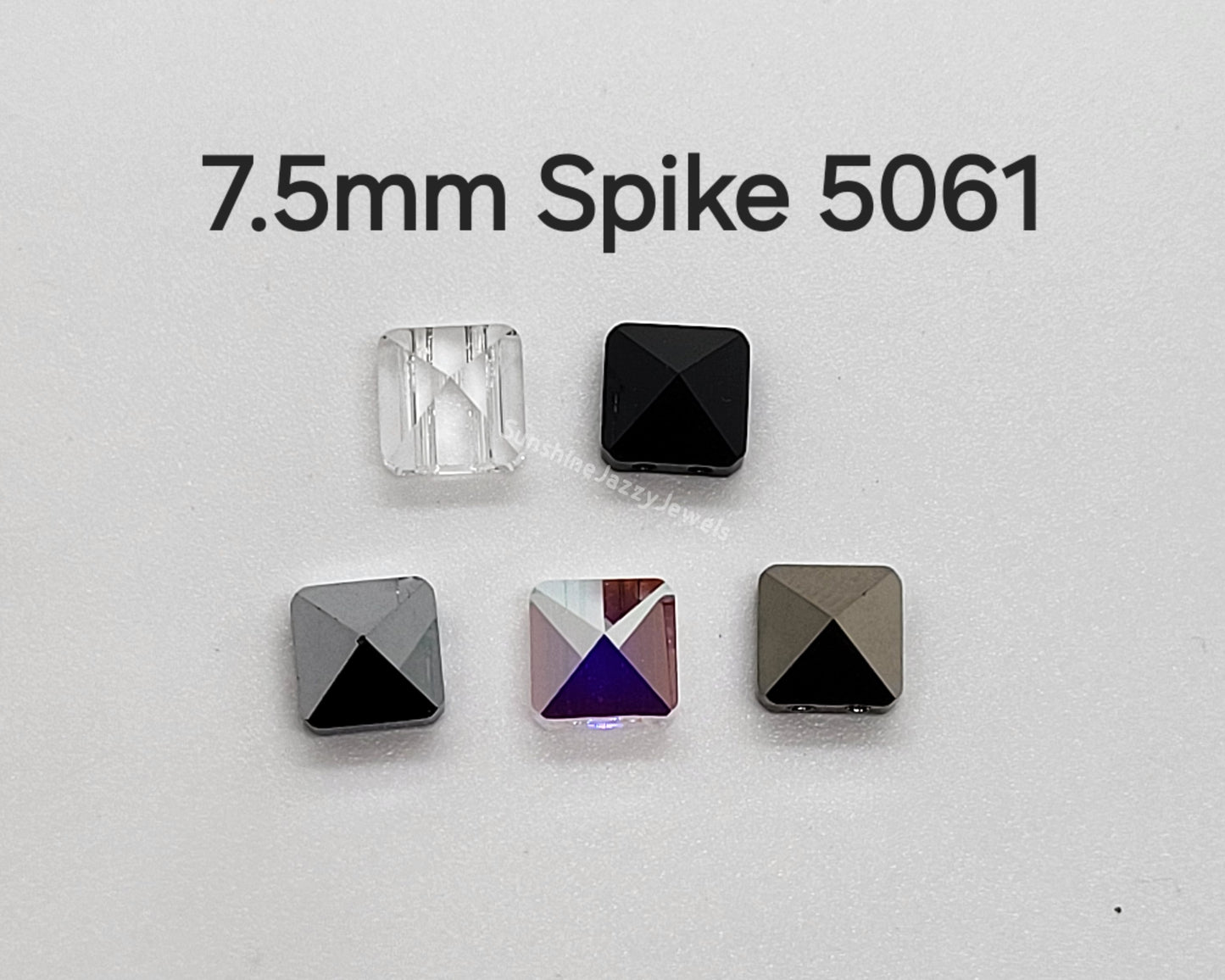 #5061 - Swarovski Crystal 7.5mm Square Spike Beads; 2 Holes