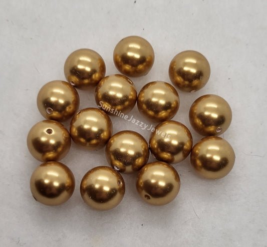 #5811 - Swarovski Crystal Bright Gold 12mm Round Pearl Beads
