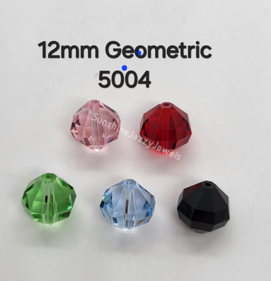 #5004 - Swarovski Crystal 12mm Geometric Cut Round Beads