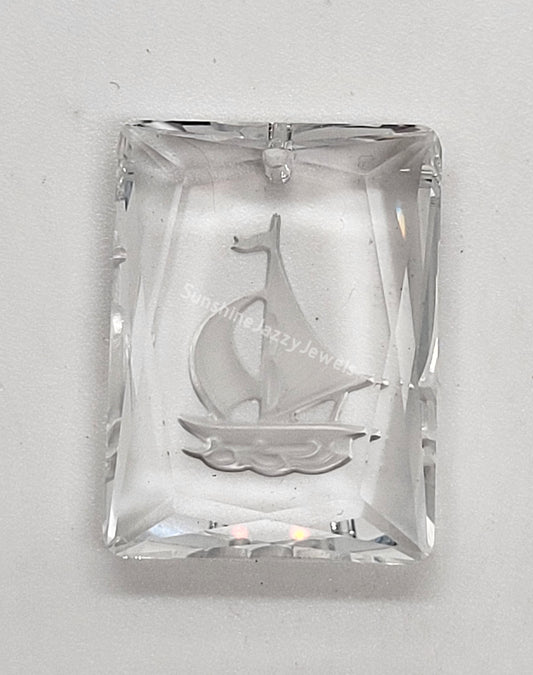 #6450 - Swarovski Crystal Etched Sailboat Pendant