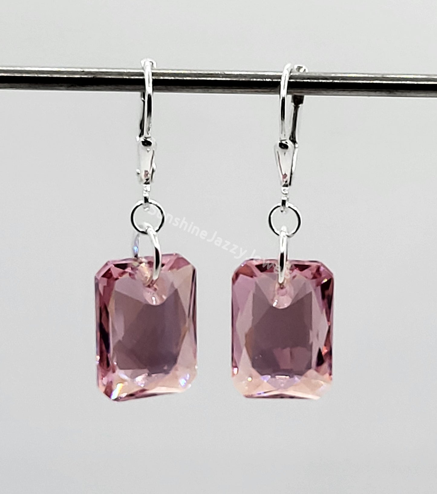 Sterling Silver Earrings - Swarovski Crystal Emerald Cut; Many Colors!