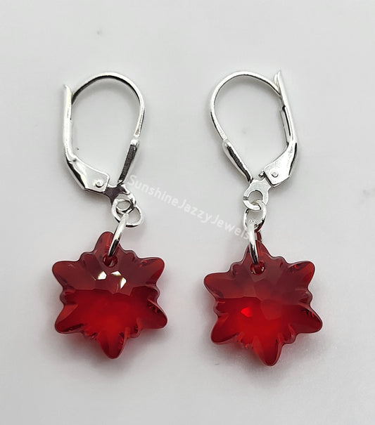 Sterling Silver Earrings - Swarovski Crystal Edelweiss Drops; Many Colors!