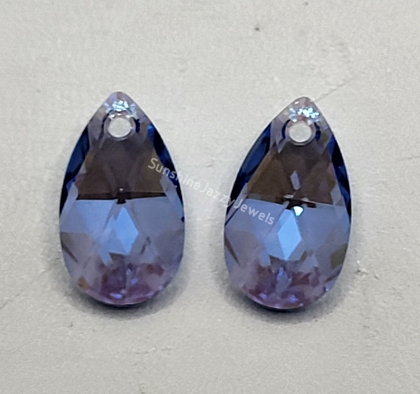 Sterling Silver Earrings - Swarovski Crystal Shimmer Pear Drops