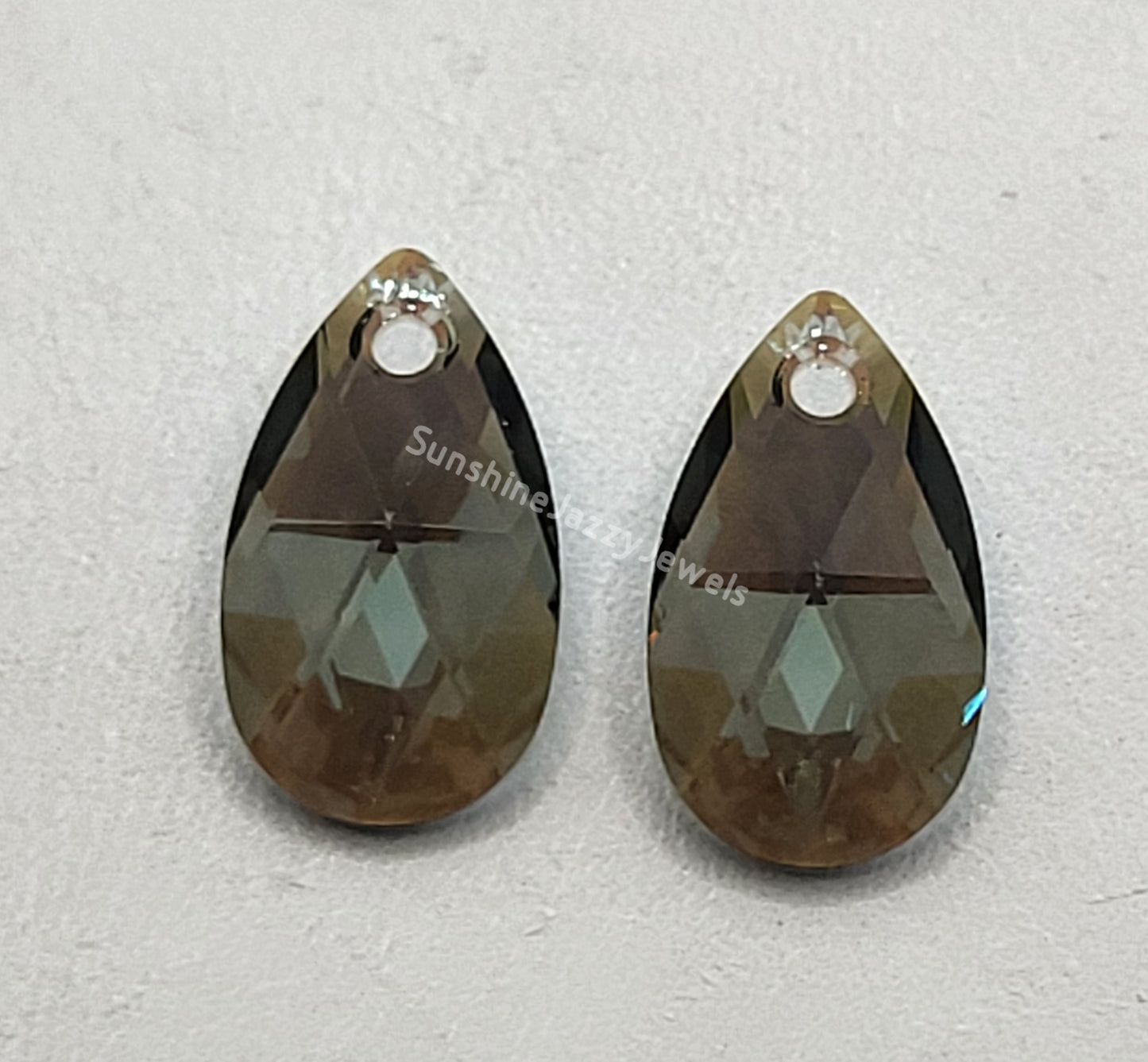 Sterling Silver Earrings - Swarovski Crystal Shimmer Pear Drops