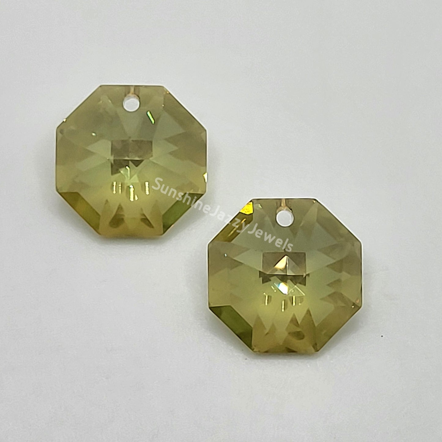 Sterling Silver Earrings - Swarovski Crystal Octagon Pendants