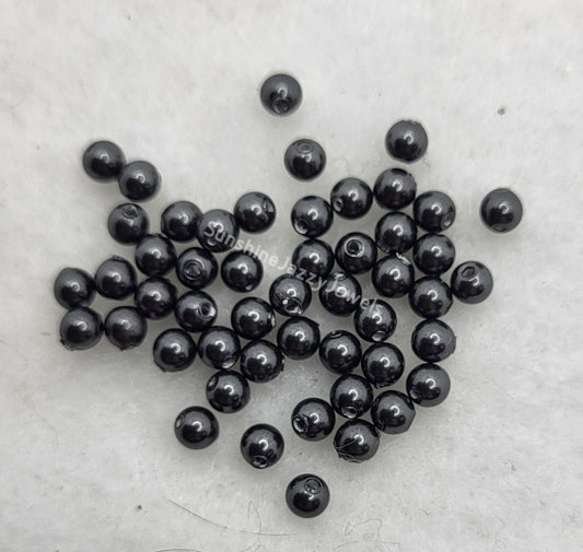 #5810 - 50pc Swarovski Crystal Black 3mm Round Pearl Beads; LAST ONE