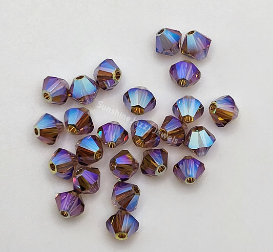 #5328 - 24pc Swarovski Crystal Light Smoked Topaz AB2X 4mm Bicone Beads; LAST ONE